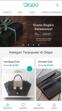 Deskripsi : tampilan muka aplikasi qlapa.com yang dapat di unduh di play store I Sumber Foto : Play Store