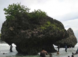 mushroom like sea-stack di pantai siung-geopark Gunung Sewu (dok pri)