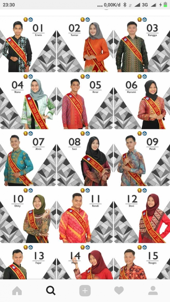 Para Finalis Duta Bahasa Sumsel 2018/hasil tangkapan layar dari instagram, dokumentasi pribadi