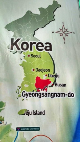 Warna merah di peta di atas, itulah wilayah Gyeongnam.