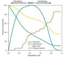 Gambar 2 Grafik Keseimbangan Kegiatan Penangkapan Ikan (Sumber: Worm et al., 2009)