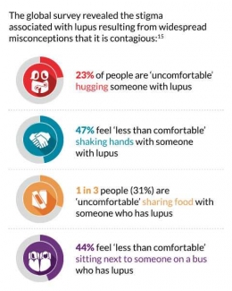 Hasil survei tentang persepsi dan perilaku Odapus. (Sumber: World Lupus Federation, Global Disease Awareness Survey 2016)
