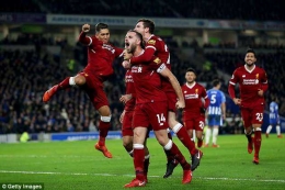 (Pemain Liverpool rayakan kemenangan /sumber foto dilansir dari Dailymail)