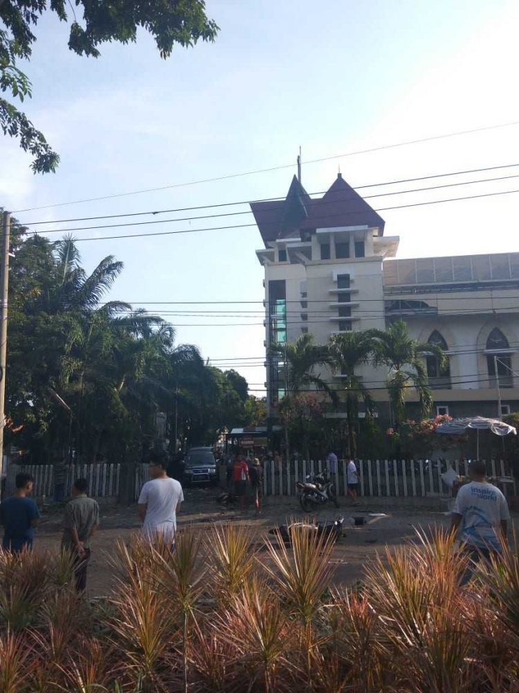 Lokasi salah satu kejadian Bom di Surabaya (BATAM XINWEN)