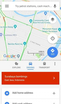 Surabaya Bombings di Google Maps (dok. Malang Local Guide)