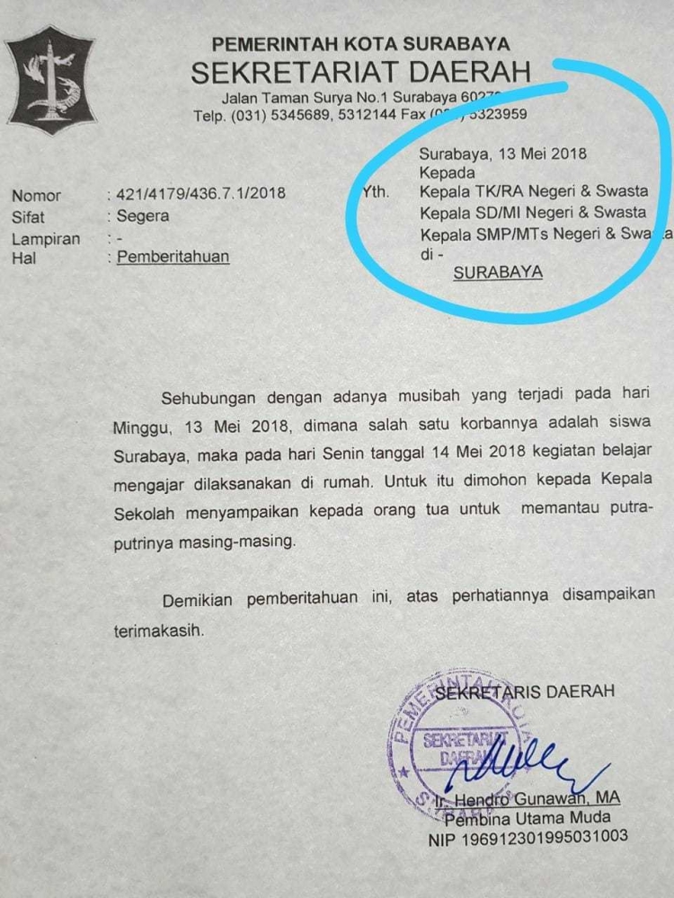 Surat edaran Pemkot Surabaya (dok.blitz)