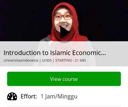 Aku mendaftar kursus ekonomi syariah yang cuma-cuma (sumber: skrinsut apps Coursera)