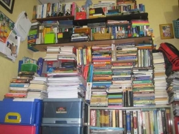 Tumpukan buku di pojok ruang (dok. pribadi)