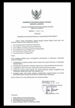 Surat seruan Gubernur DKI Jakarta DKI Jakarta Anies Baswedan, Ph.D