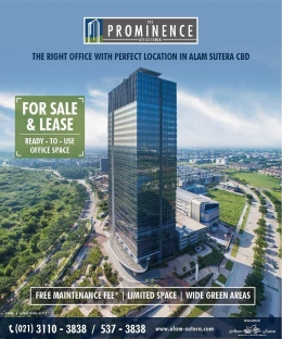 The Prominence Office Tower, pilihan menarik untuk perkantoran anda |Sumber: Akun Twitter Alam Sutera @AlamSuteraInfo