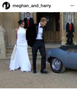 mobil jaguar g disetir harry sendiri dan baju kedua meghan (ig meghan-and-harry)