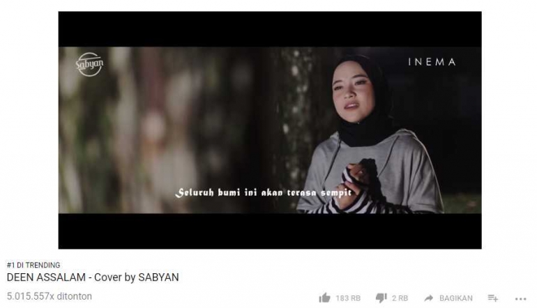 Screenshot YouTube Official Sabyan gambus