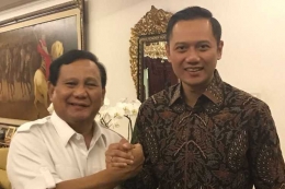 Agus Harimurti Yudhoyono menemui Ketua Umum Partai Gerindra Prabowo Subianto, Selasa (31/10/2017) || foto: dokumentasi Demokrat