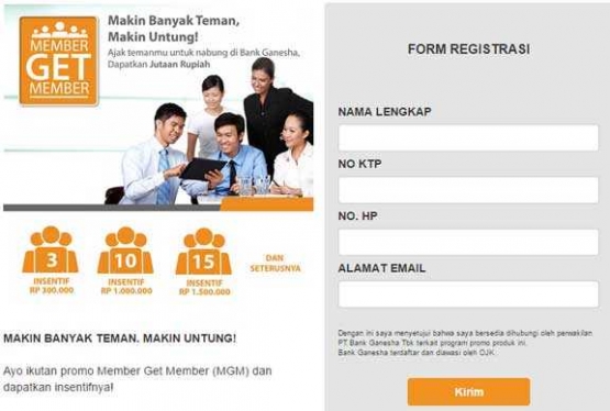 Ajak teman dapat bonus. Dok https://www.bankganesha.co.id/