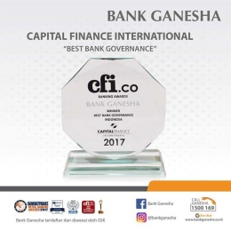 Salah Satu Penghargaan Kepada Bank Ganesha. Sumber: Akun Facebook Bank Ganesha