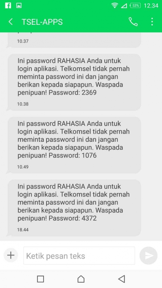 Deskripsi : password 4 digit angka yang nantinya diminta Operator Telkomsel Gadungan l Sumber Foto : dokpri