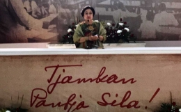 Megawati Soekarnoputri ketika membuka acara peringatan 73 tahun Lahirnya Pancasila. (Foto: BDHS)