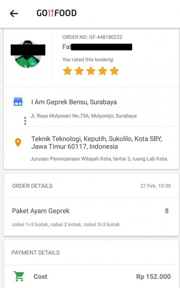 Screenshot 2 pesanan via GOFOOD/ Dokpri