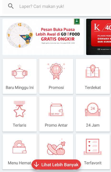 Fitur pencariannya banyak, bisa disaring dari berbagai pilihan (tangkapan dari apps GO-JEK)