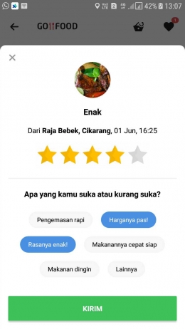                                                                                              Ngorder kuliner dari GO-FOOD, selain cepat juga praktis(dokpri)