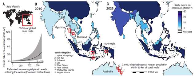 Gambar 2. Estimasi jumlah sampah plastik di daerah Asia-Pasifik (Sumber : Lamb dkk., 2018)