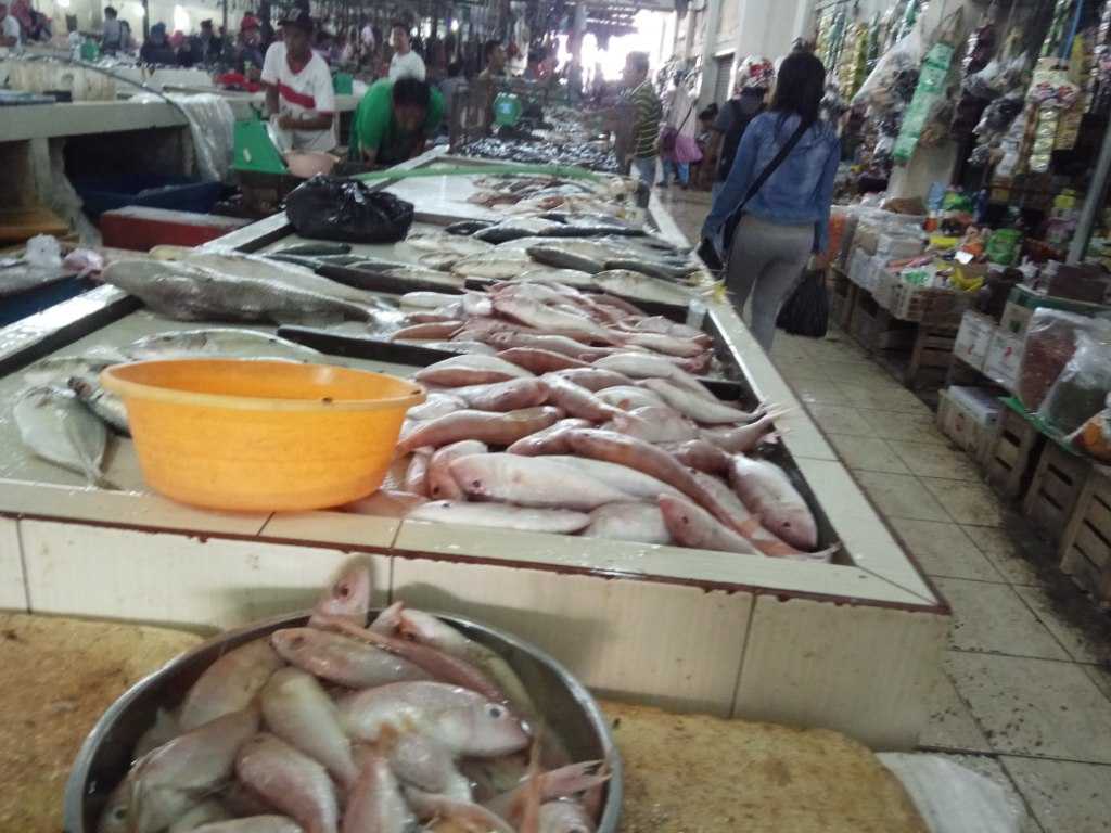 Bebergai jenis ikan di jual di Pasar Kite (foto Rustian)