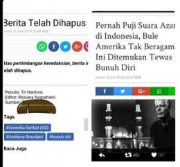 tangkapan layar Tribunnews sebelum berita dihapus dan setelah