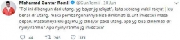 tangkapan Layar Cuitan GunRomli