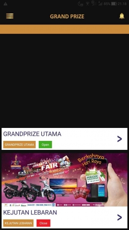 Screenshot Menu Grandprize Jakarta Fair Apps