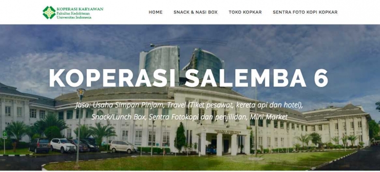 Website Koperasi Karyawan Salemba Enam FKUI (Sumber: http://kopkar.fk.ui.ac.id/)