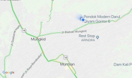 Sumber foto: google map, titik biru menunjukkan lokasi kampung Gadingsari, Sawangan, Magelang. 