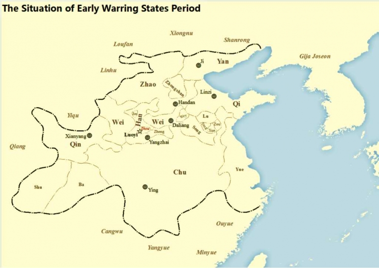 Peta Masa Peperangan di Tiongkok 2400 tahun lalu. (commons.wikimedia.org)