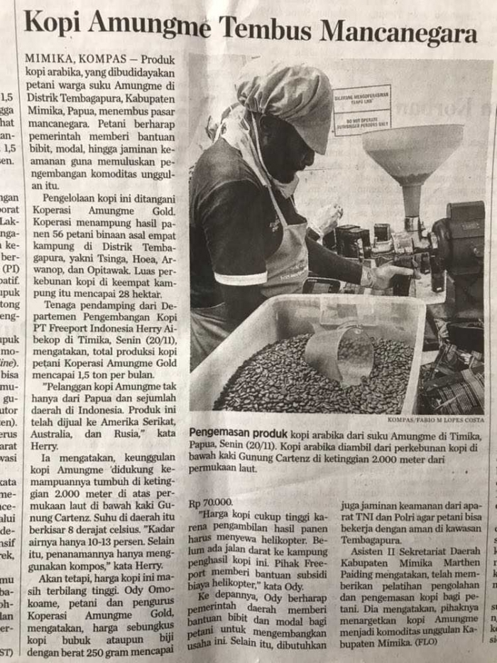 Berita Kopi Amungme Yang Tembus ke Luar Negeri