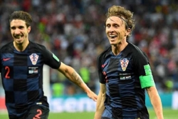 Luca Modric selepas mencetak gol ke gawang Argentina (Gambar Kompas.com)