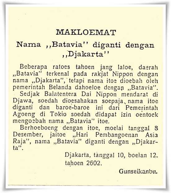 Maklumat Jakarta oleh pemerintah pendudukan Jepang (Koleksi Candrian Attahiyyat)