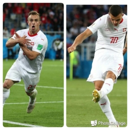Xhaka[kanan] dan Shaqiri[kiri] pencetak 2 gol kemenangan Swiss(FIFA.com)