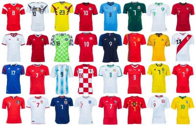 ilustrasi jersey kontestan Piala Dunia 2018/ espn.com