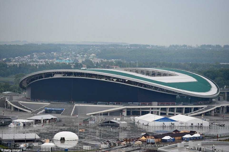 Kazan Arena menjadi salah satu stadion modern dan istimewa dalam penyelenggaraan Piala Dunia kali ini (Dailymail.co.uk)