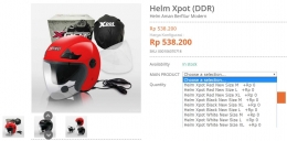 Helm Xpot, helm istimewa dengan fitur modern untuk keamanan kepala kita. Gambar di-screenshot dari www.oshop.co.id.