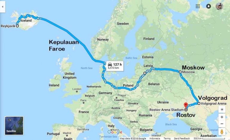 Rute Reykjavik - Rostov