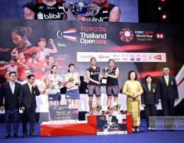 Podium ganda putri Thailand Open 2018. Foto: Badminton Granular.