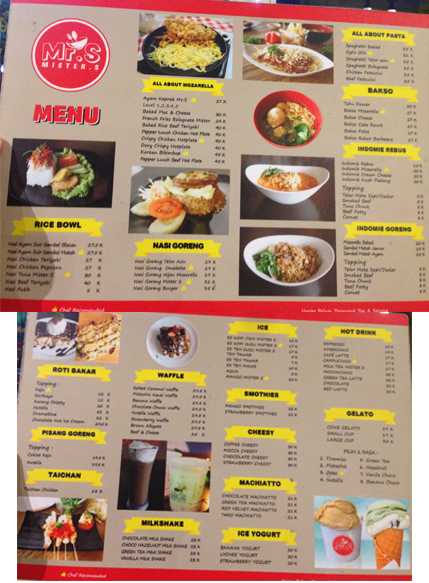 Menu Miss Unicorn Cafe