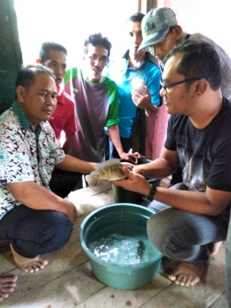 Peserta terlihat serius ketika mendengarkan penjelasan dari narasumber tentang budidaya ikan air tawar dan air payau. Foto dok. A. Samad, Yayasan Palung