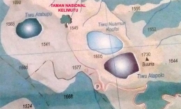 Lokasi tiga danau di Taman Nasional Kelimutu. (Sumber: Pos Informasi TN Kelimutu)
