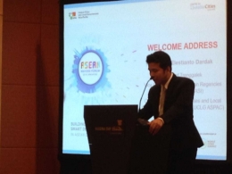 Mayor emil delivered his speech at the ASEAN Mayors Forum 2018 in Singapore Marina Bay Sands. (dok. mas cimen)