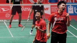 Ganda putra Indonesia, Akbar/Reza tengah tampil on fire di Akita Masters 2018/Foto:Indosport