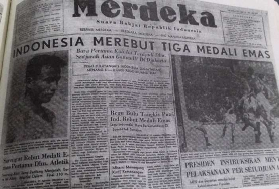 Berita kejayaan Sarengat meraih emas/ foto dokpri repro Harian Merdeka tahun 1962