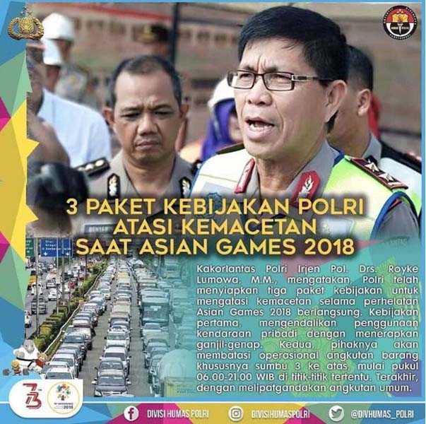 Kepala Korps Lalu Lintas (Kakorlantas) Polri Inspektur Jenderal Pol Drs Royke Lumowa MM. (Foto: Humas Polri)