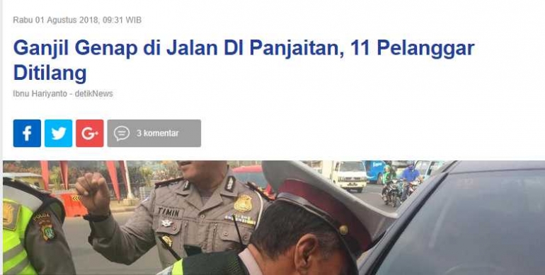 sudah 11 pelanggar kena tilang dari Detik.Com