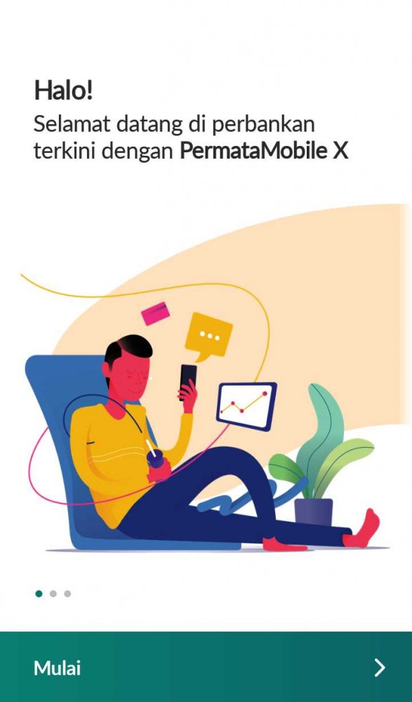 Tampilan awal aplikasi Permata Mobile X